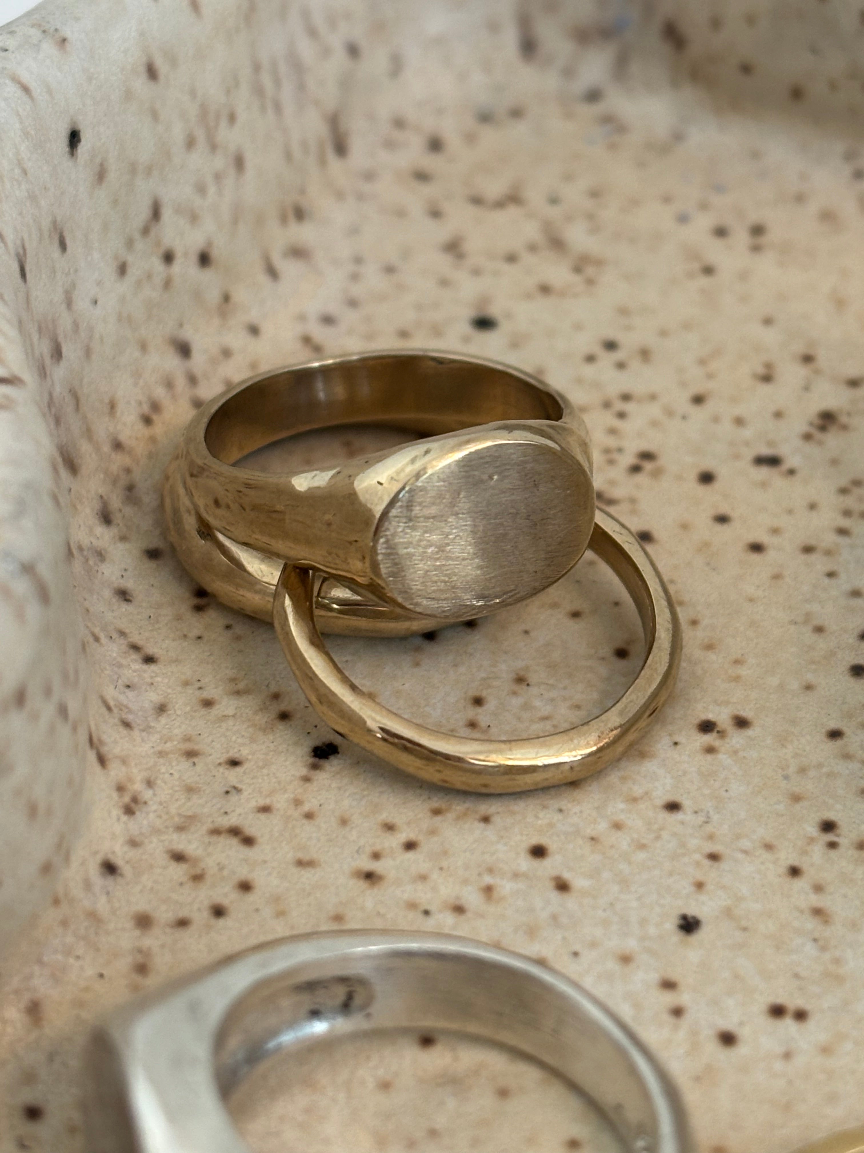 wax carved signet ring, signet ring, bronze signet ring, gold signet ring, silver signet ring, engravable signet ring