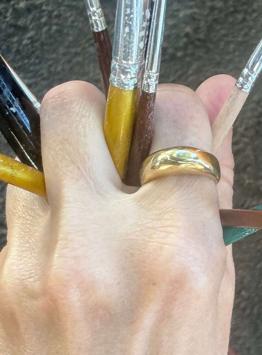 round top ring, rounded top ring, rounded top gold band, rounded top silver ring, round top bronze ring