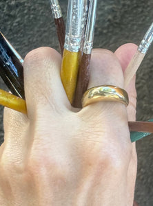 round top ring, rounded top ring, rounded top gold band, rounded top silver ring, round top bronze ring