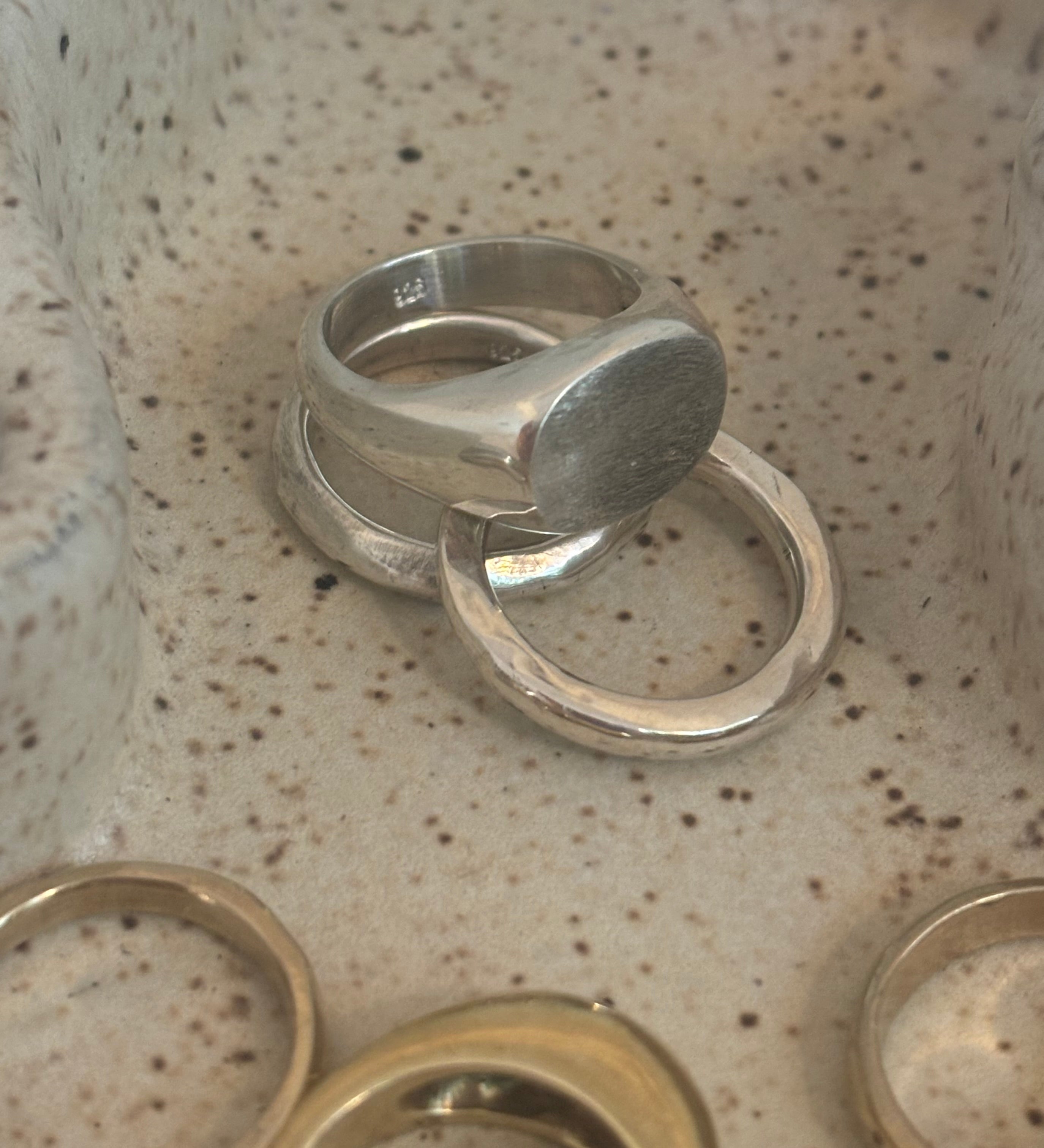 wax carved signet ring, signet ring, bronze signet ring, gold signet ring, silver signet ring, engravable signet ring