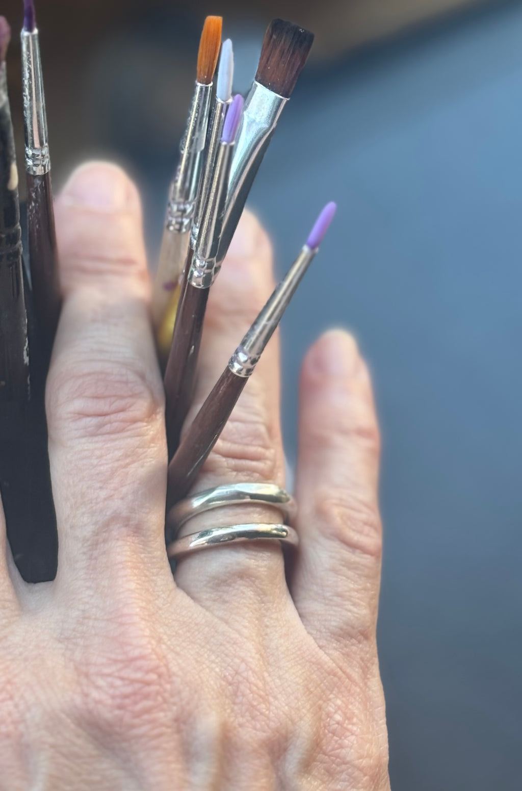 wax carved stacking band ring, uneven shape ring, thin silver band, thin bronze band, thin gold band