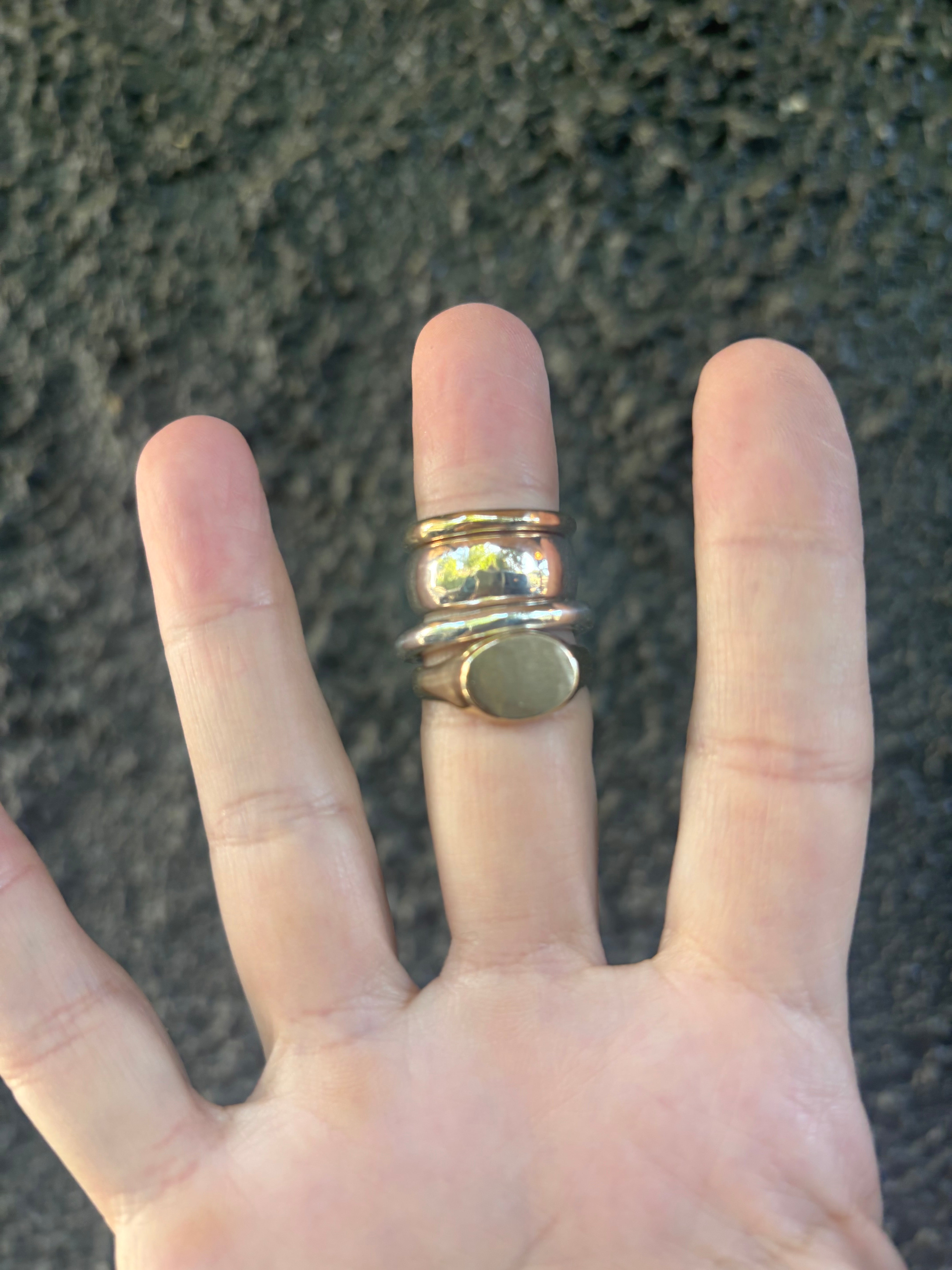 wax carved stacking band ring, uneven shape ring, thin silver band, thin bronze band, thin gold band