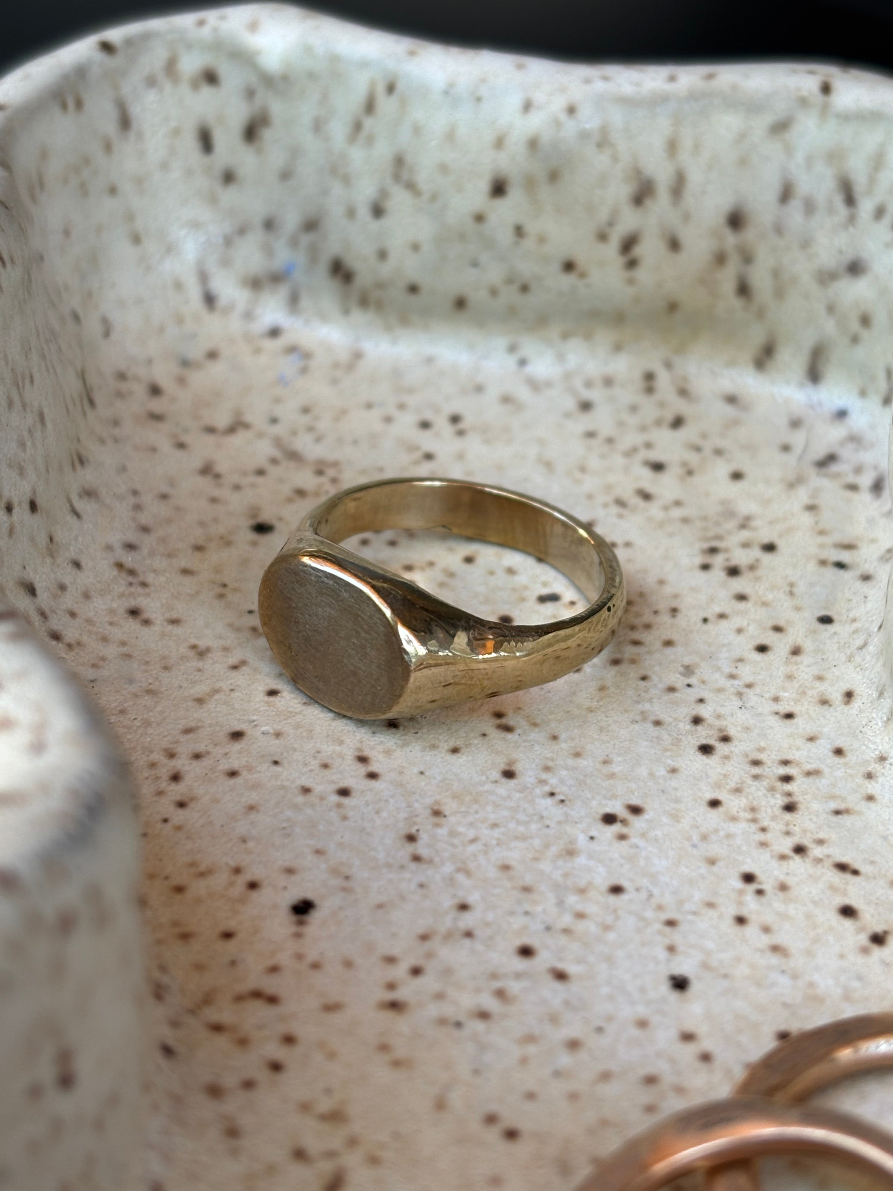 wax carved signet ring, signet ring, bronze signet ring, gold signet ring, silver signet ring, engravable signet ring
