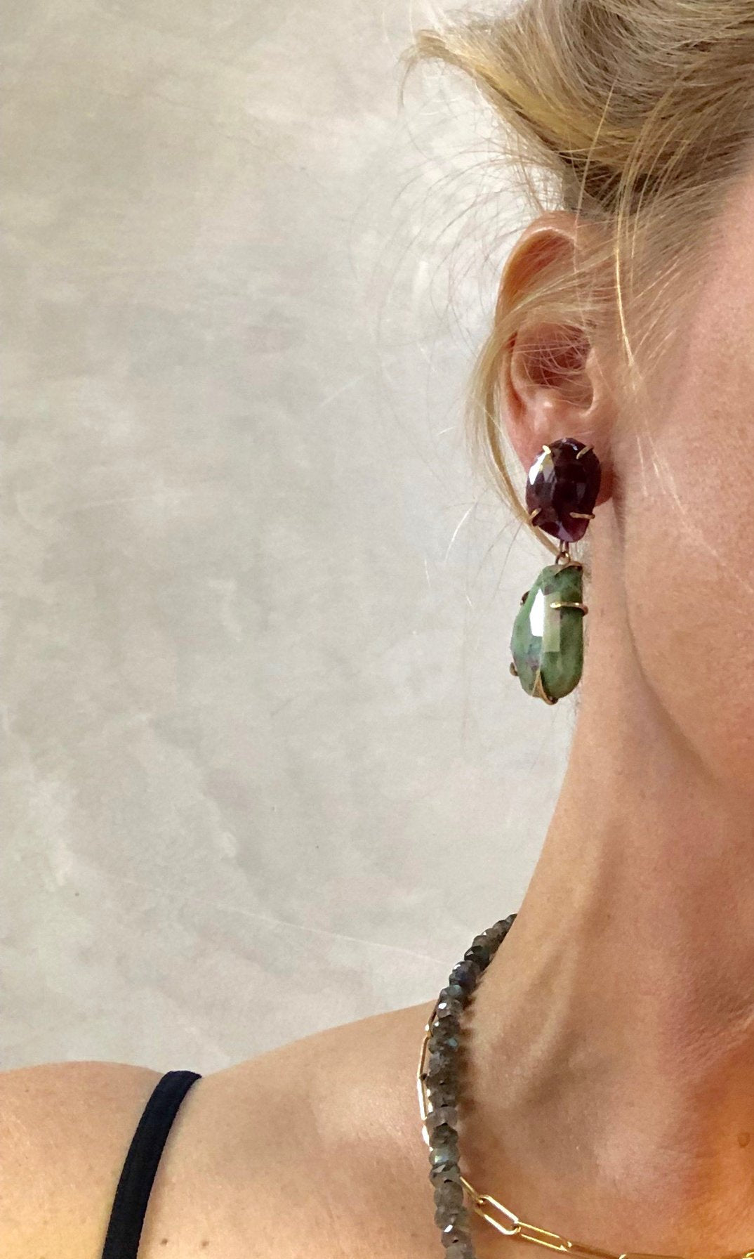 Ruby and Ruby Fruschite Earrings