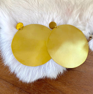 large circle earrings, brass circle earrings, small batch jewelry, handmade earrings, brass earrings