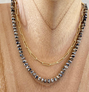 dalmatian jasper necklace, gemstone necklace, beaded necklace, natural beads, small batch jewelry