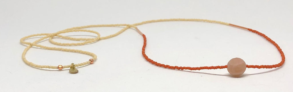 hand strung necklace beaded necklace moonstone necklace pink moonstone small batch jewelry