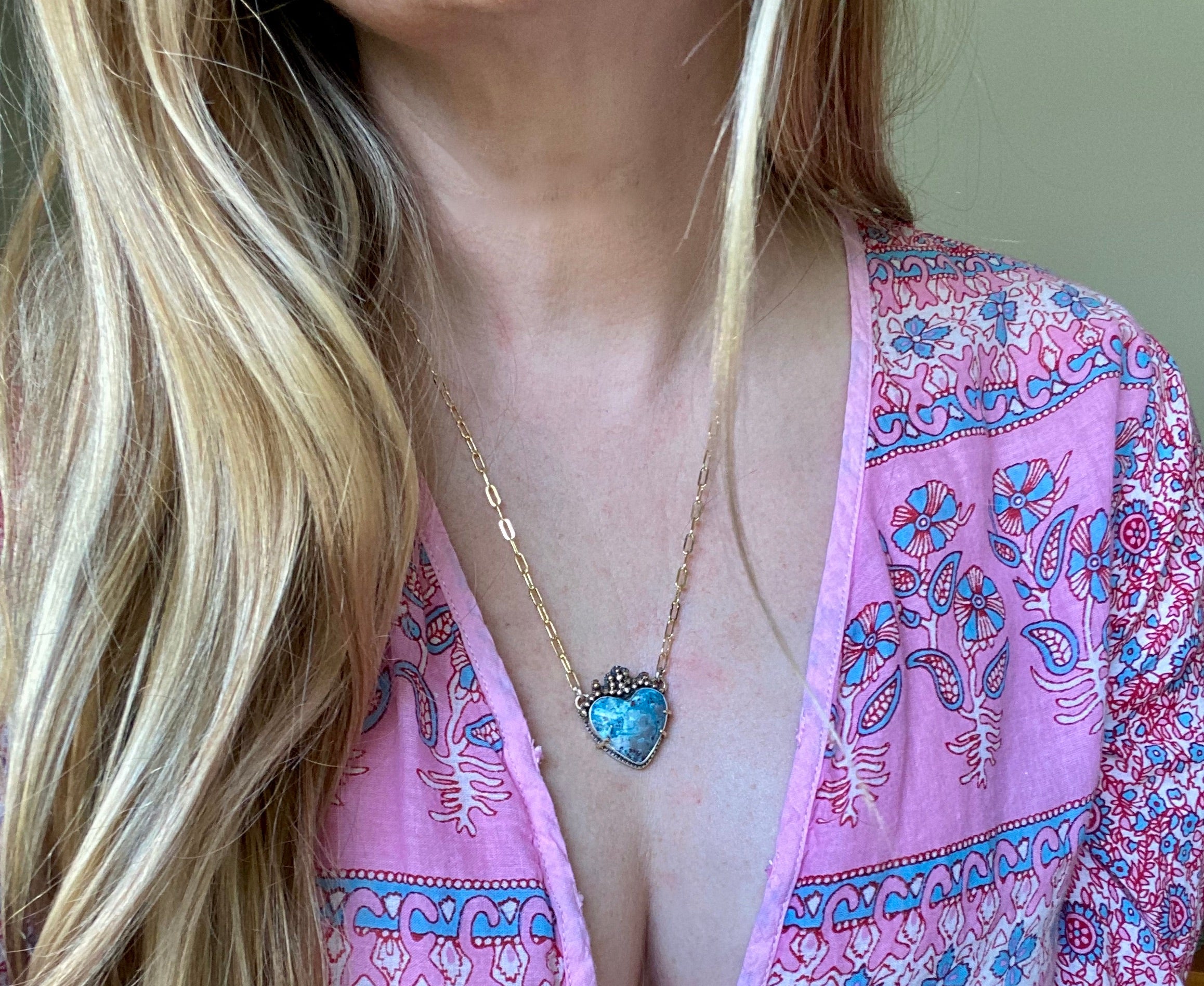 blue heart necklace, valentines gift, heart necklace, heart shaped jewelry, handmade necklace, custom heart jewelry