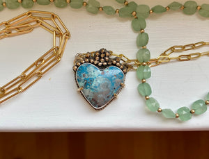 blue heart necklace, valentines gift, heart necklace, heart shaped jewelry, handmade necklace, custom heart jewelry