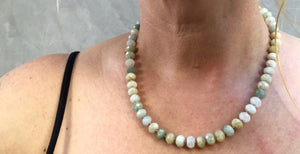 Aquamarine necklace hand strung aquamarine large beads small batch jewelry 