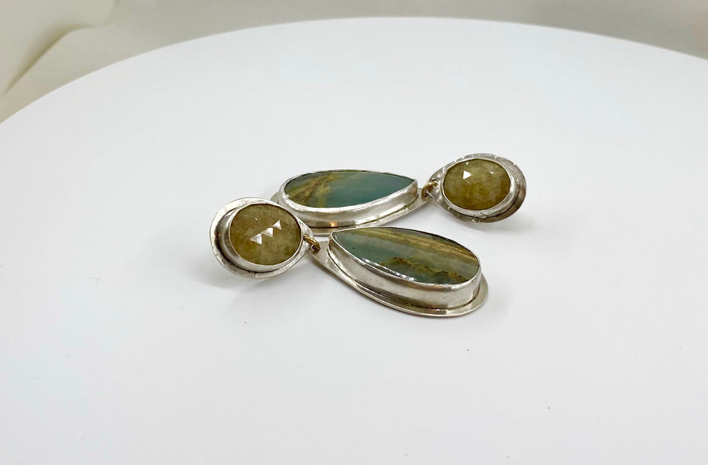 gemstone jewelry, aventurine earrings, one of a kind jewelry, mothers day gift, sterling silver and stone earrings
