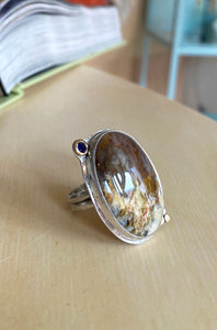 Blue Sapphire/Yellow Desert Stone Ring