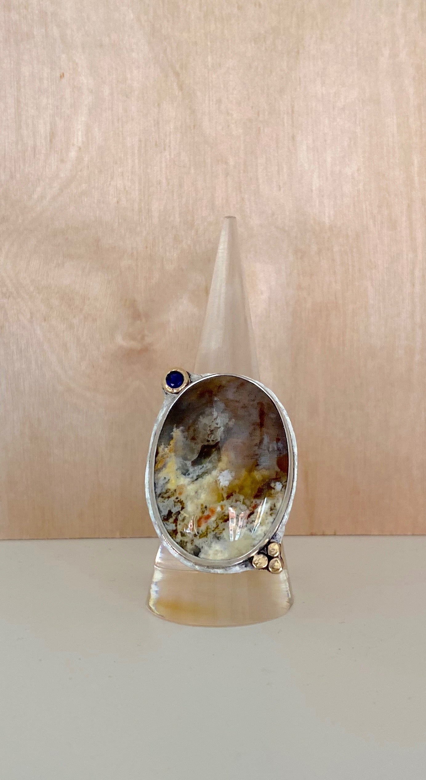 Blue Sapphire/Yellow Desert Stone Ring